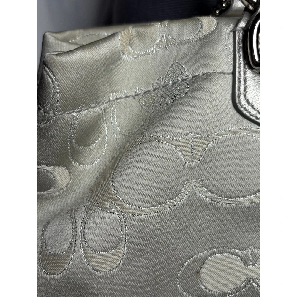 Y2K Coach Ashley Signature Carryall Butterfly‎ Garden Bag Silver Gray F19976